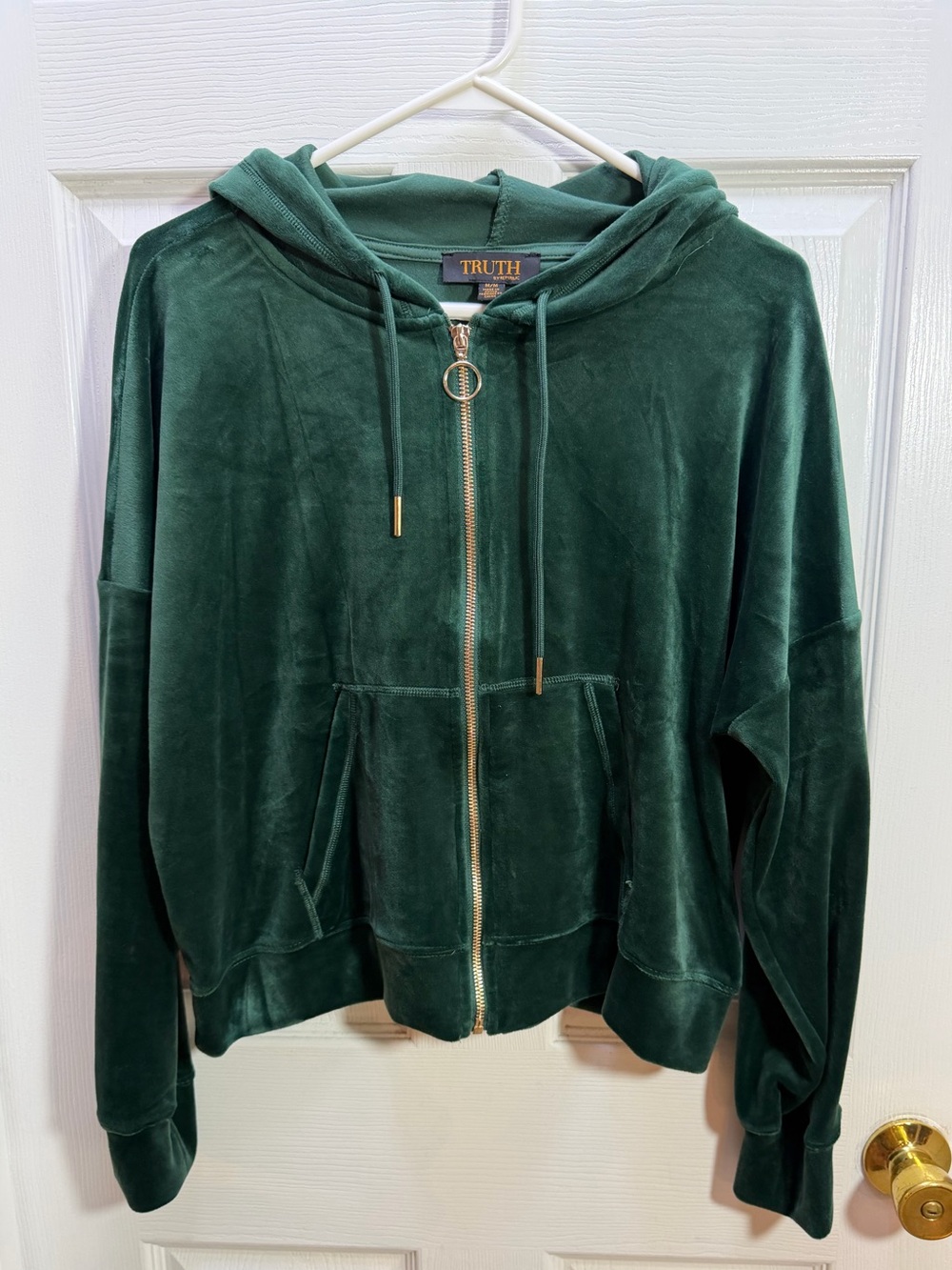 Truth Forest Green Velour Zip-Up Hoodie